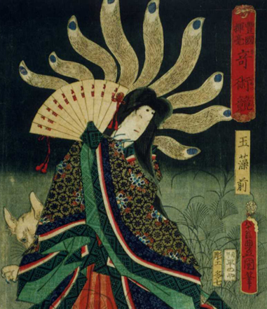 歌川国貞作　「豊国揮毫奇術競」「玉藻前」